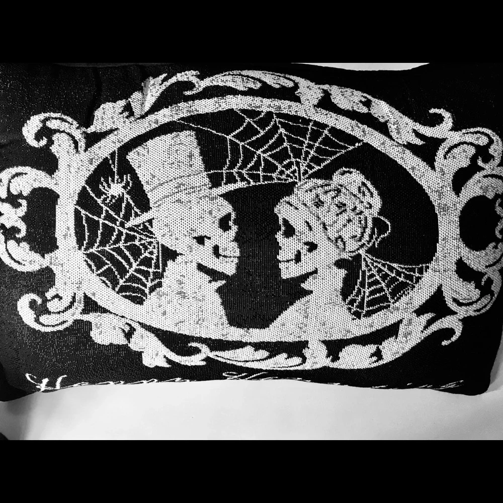 Halloween Victorian Skeleton Couple Throw Pillow